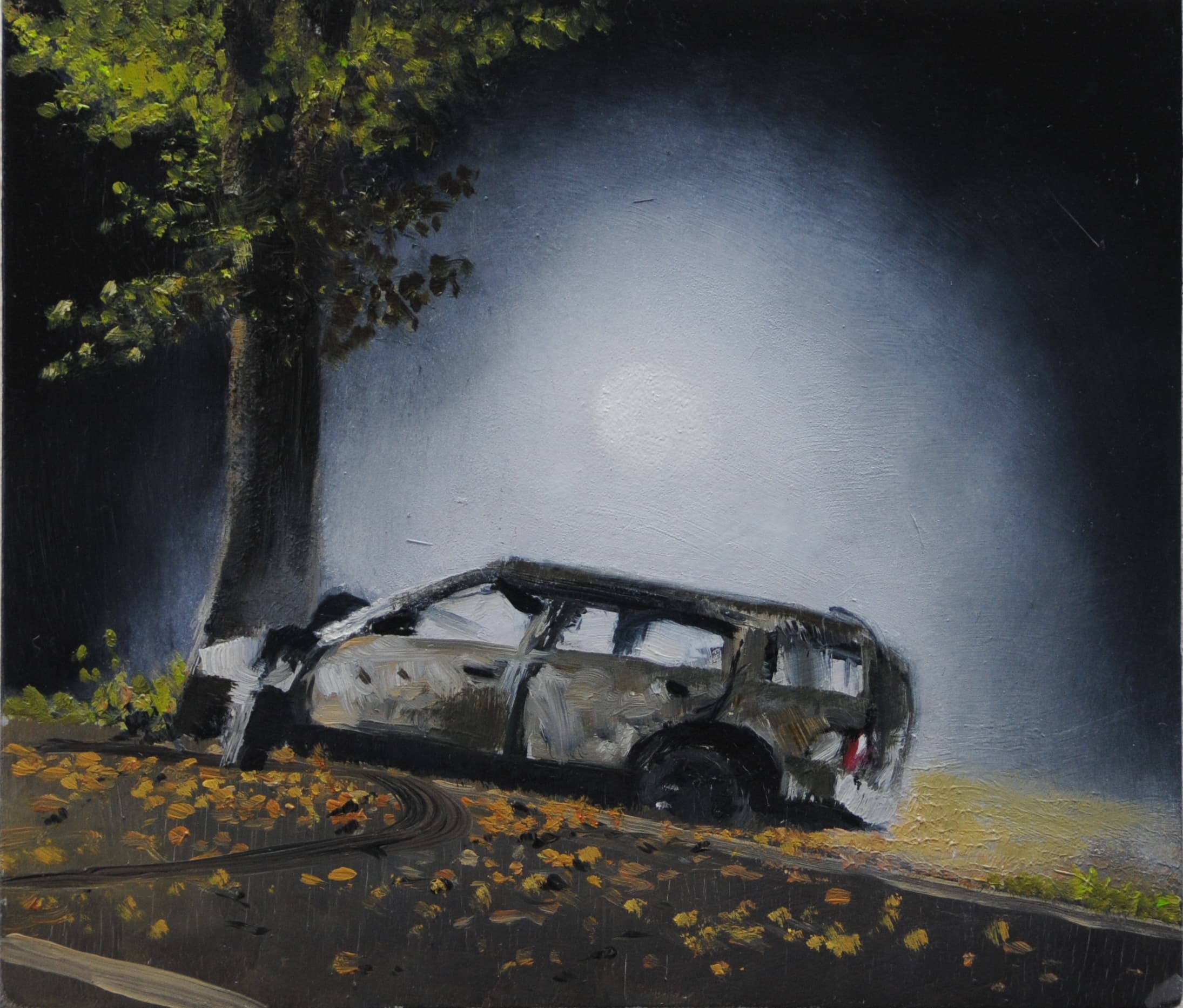 Autounfall,15x17cm, Ol auf MDF,2007