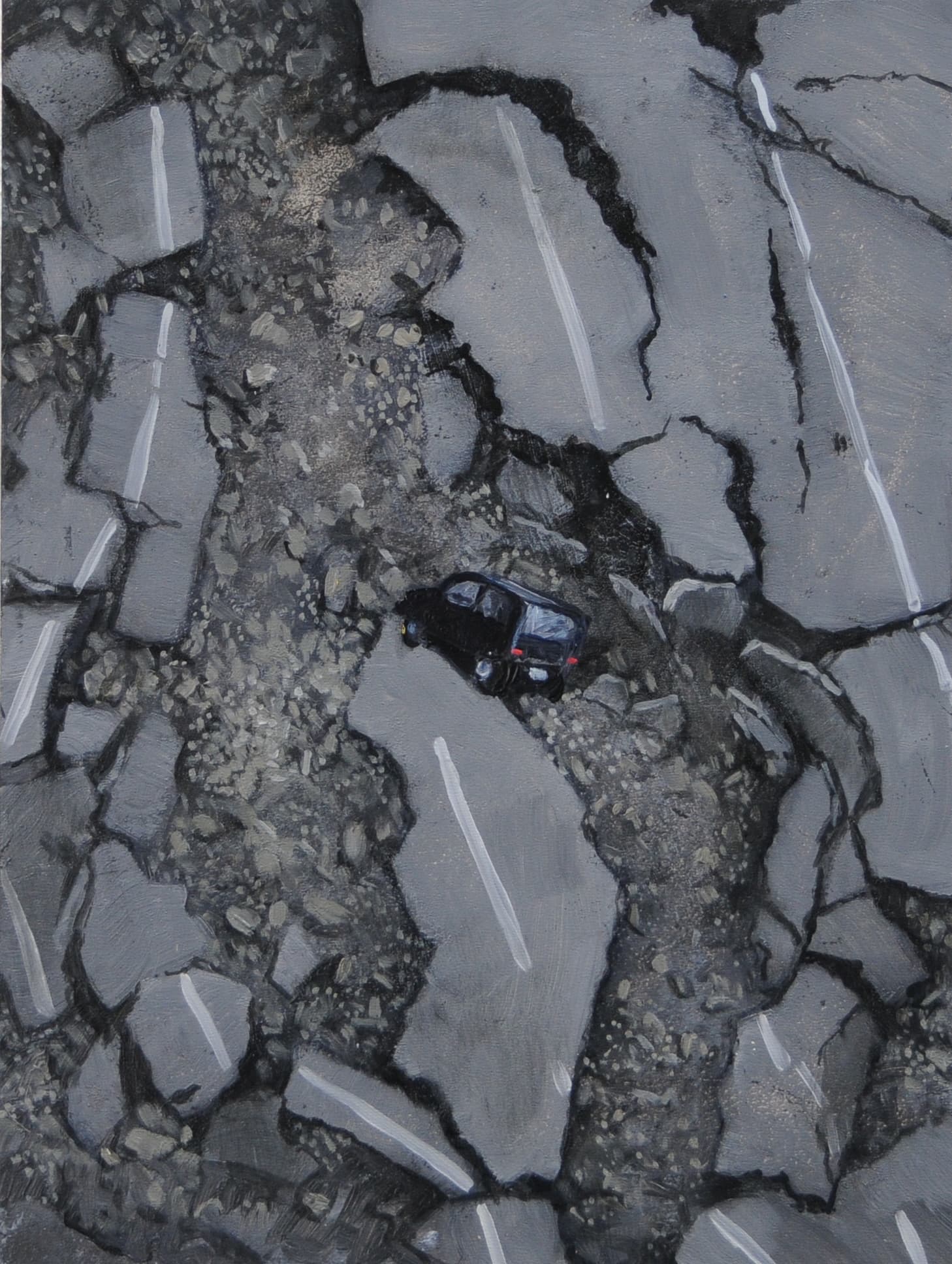 Erdbeben,24x18cm, Ol auf MDF,2005