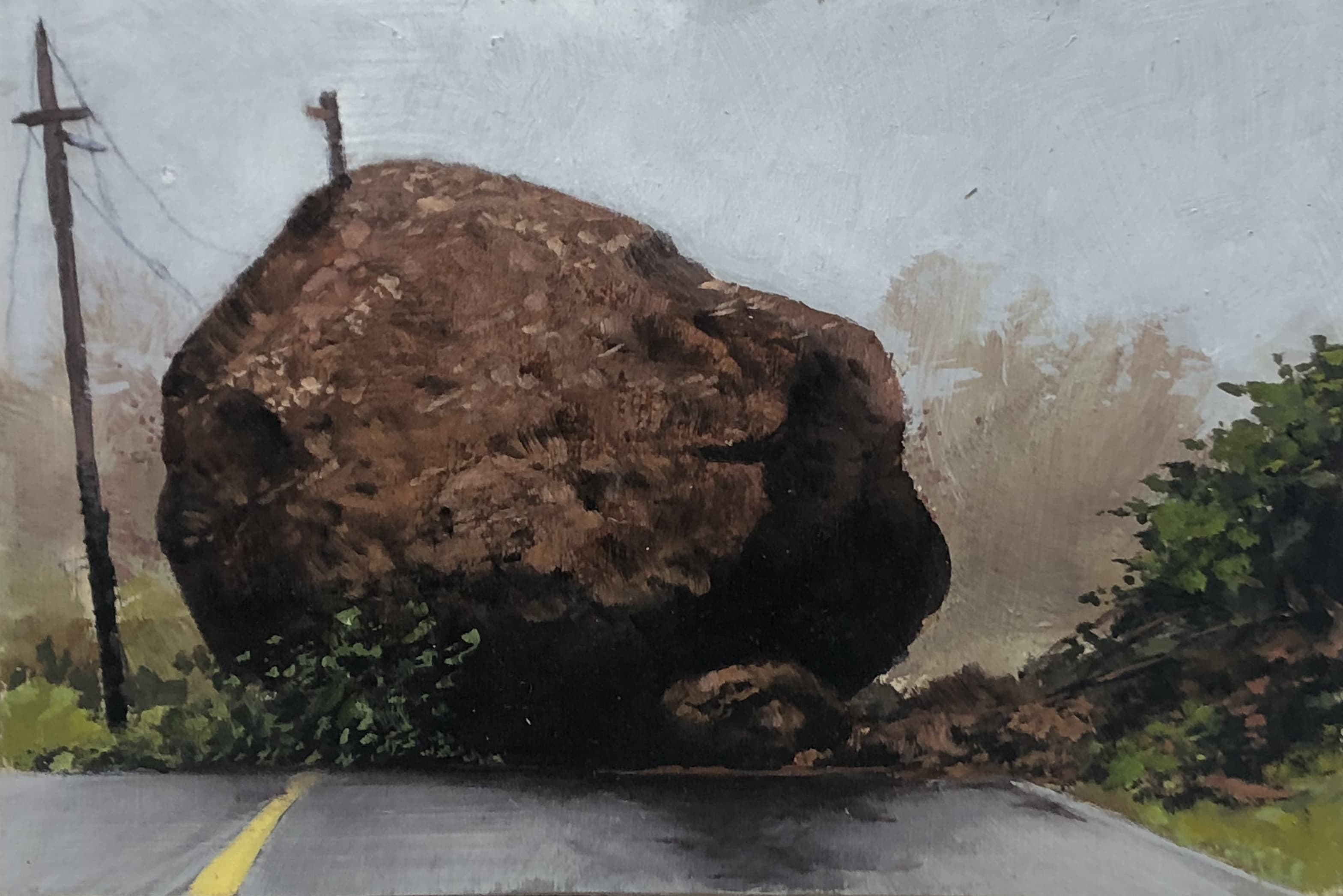 Felssturz,14,5x21,5cm,Ol auf MDF,2005