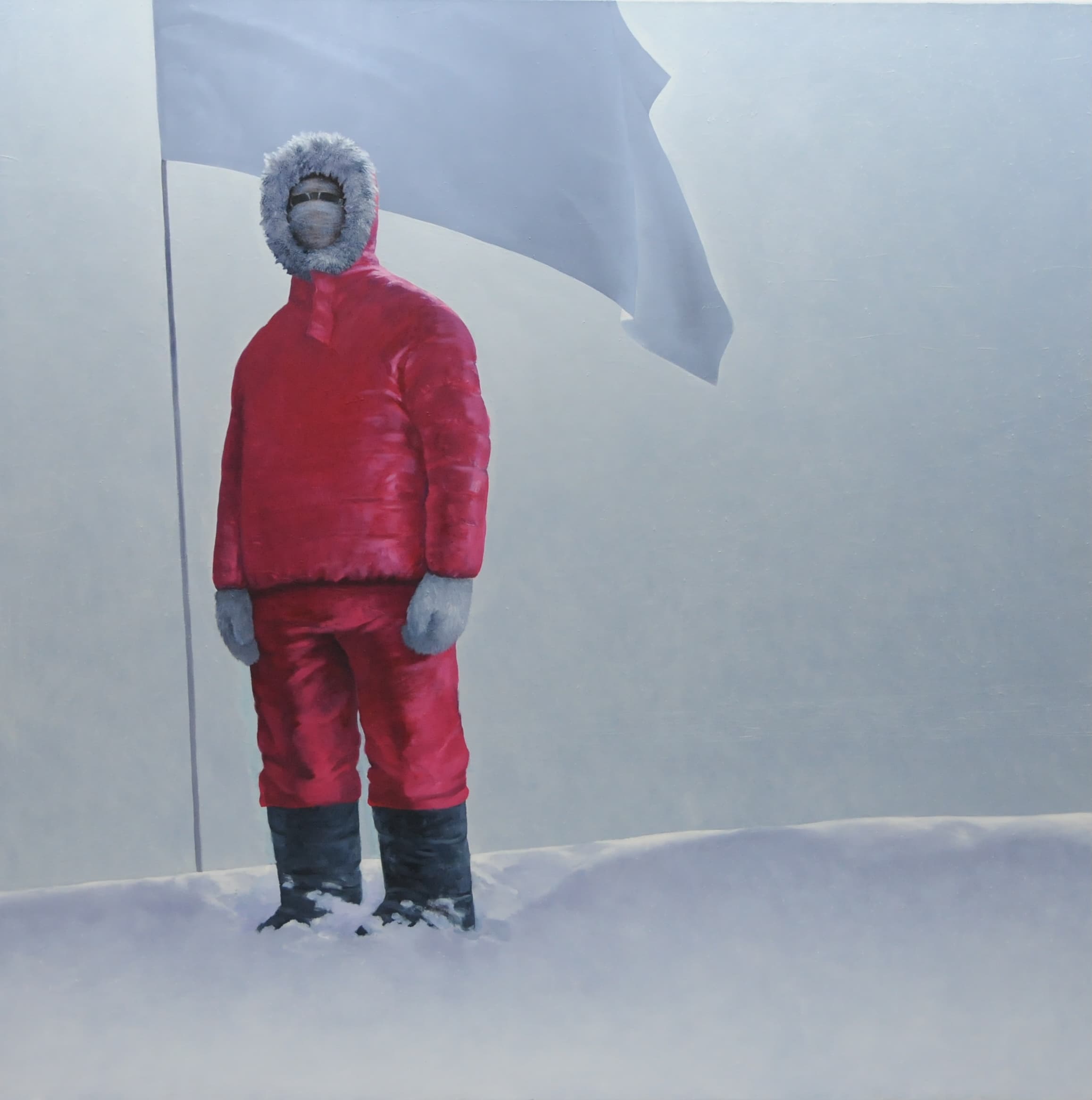 Forscher mit Fahne, 200x200cm