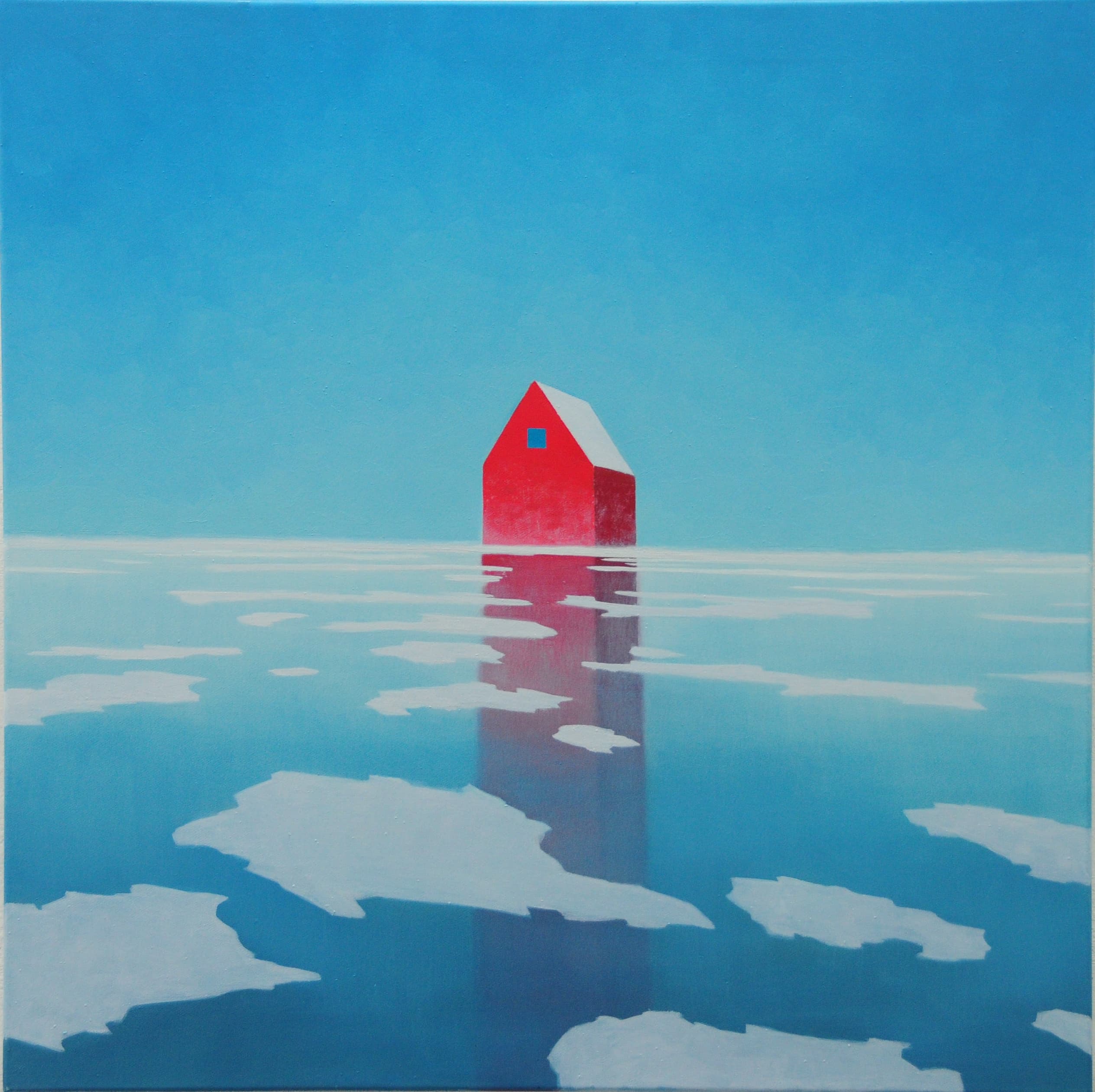 G.Rießbeck,2014,Schutzhutte,80x80cm,Ol auf leinwand