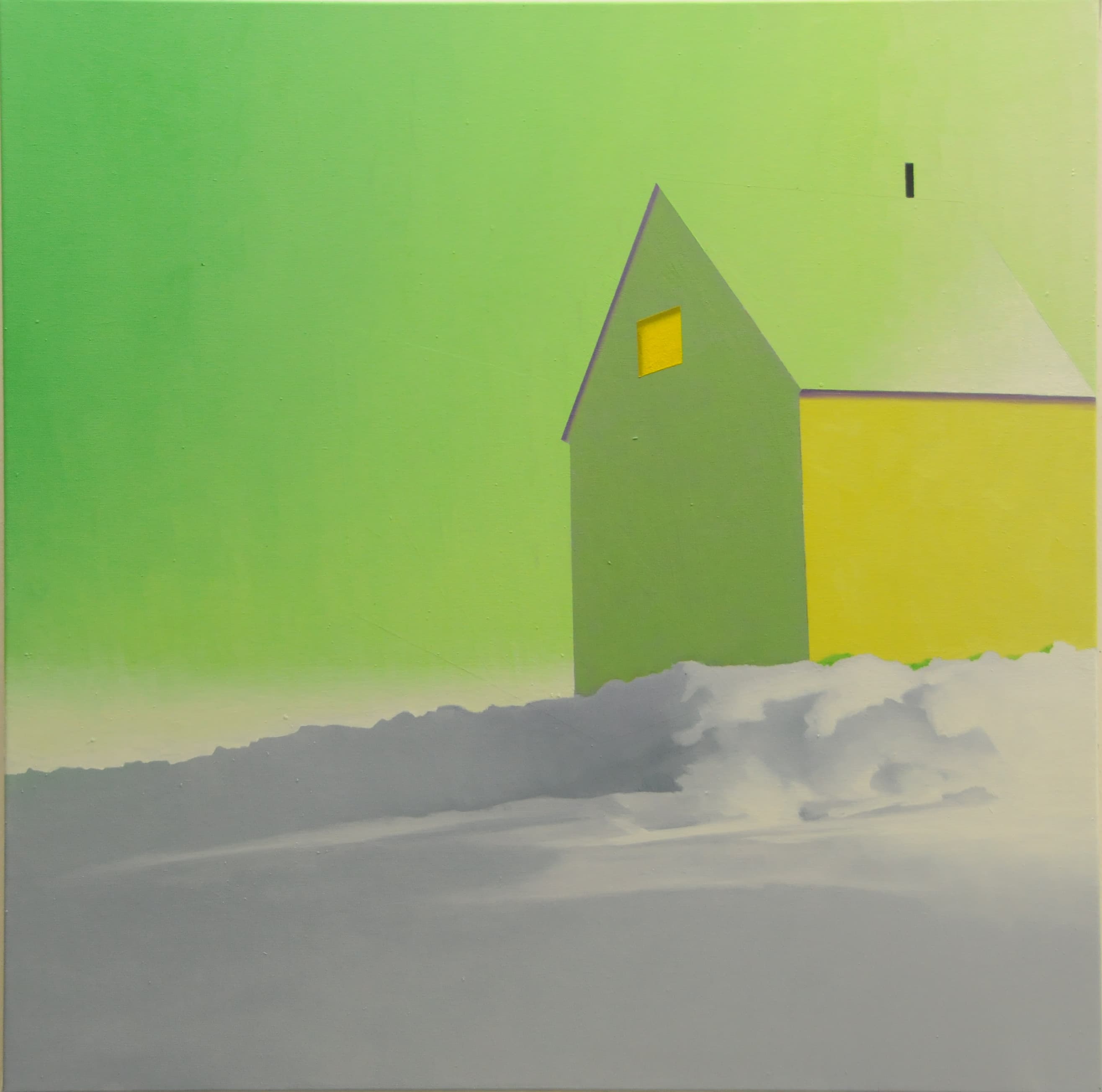 Gelbes Haus,gelbes Fenster,2011,80x80cm,ol auf Lw