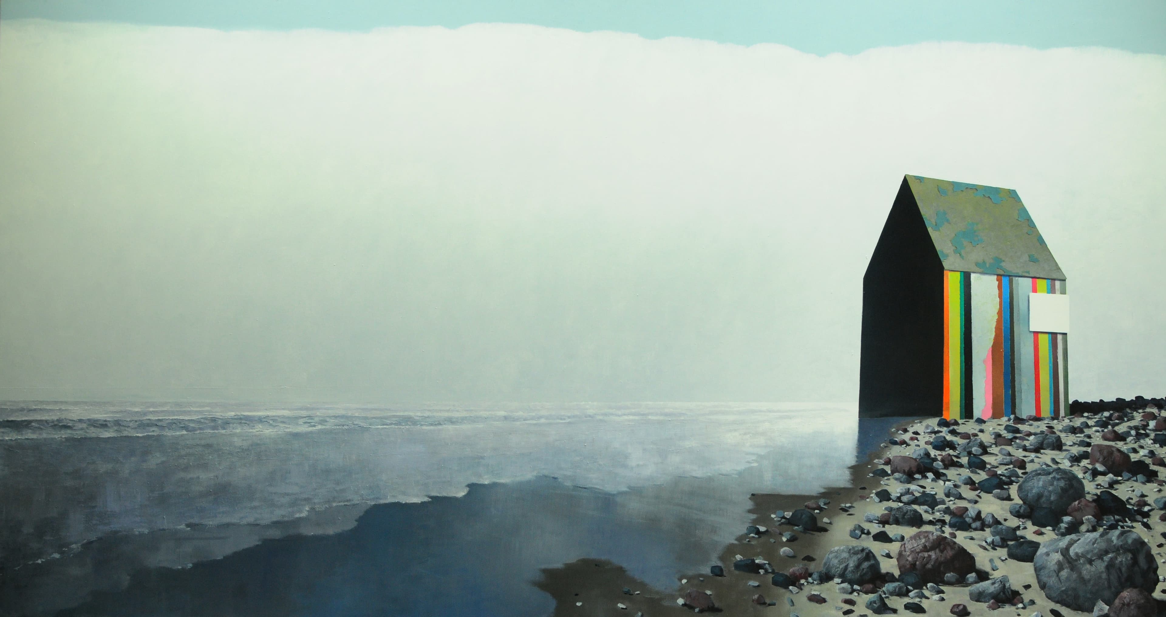 Haus am Strand,160x300cm,Ol auf Lw,2017