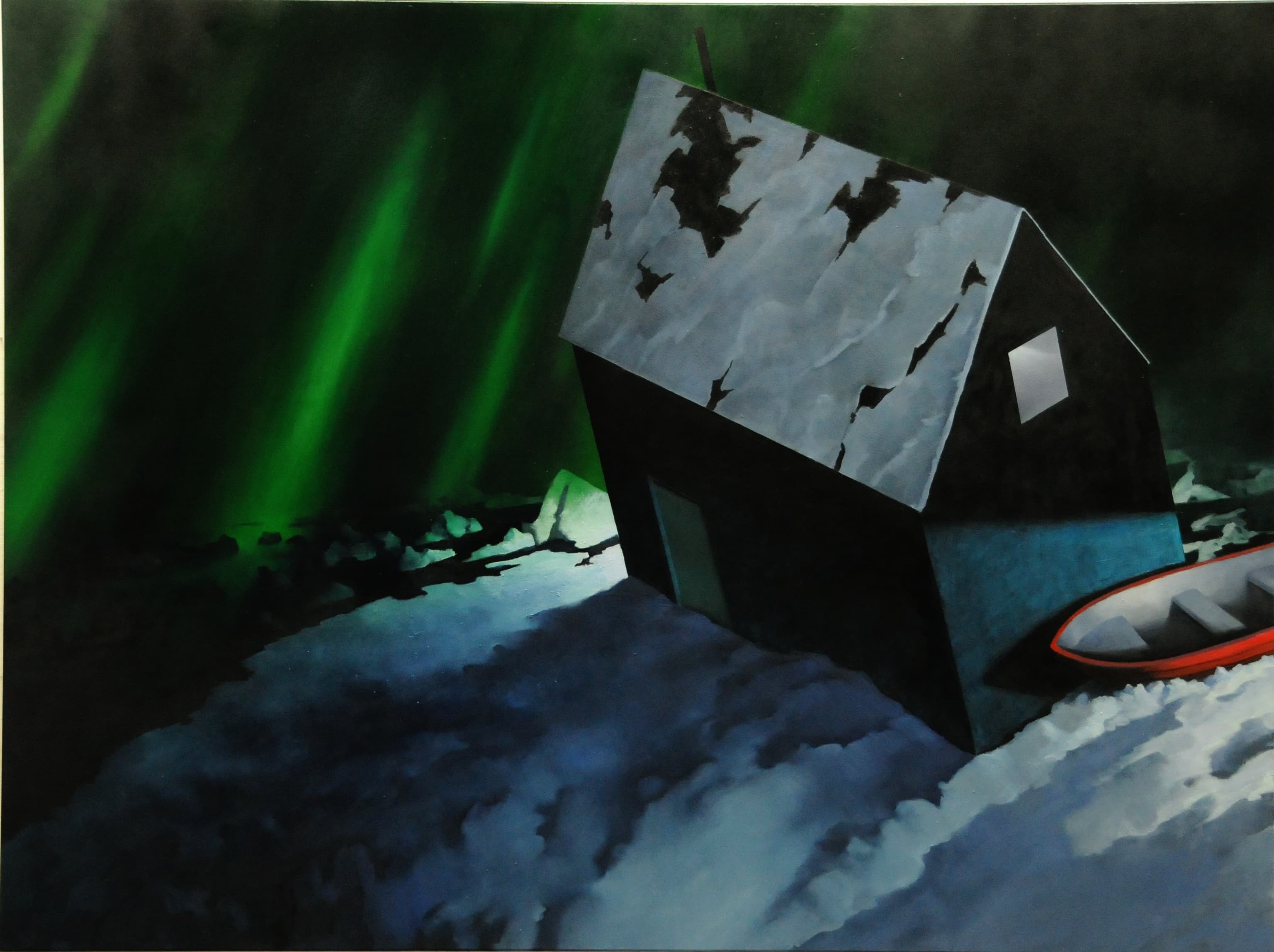 Haus mit Boot,150x200cm,Ol auf Lw,2011
