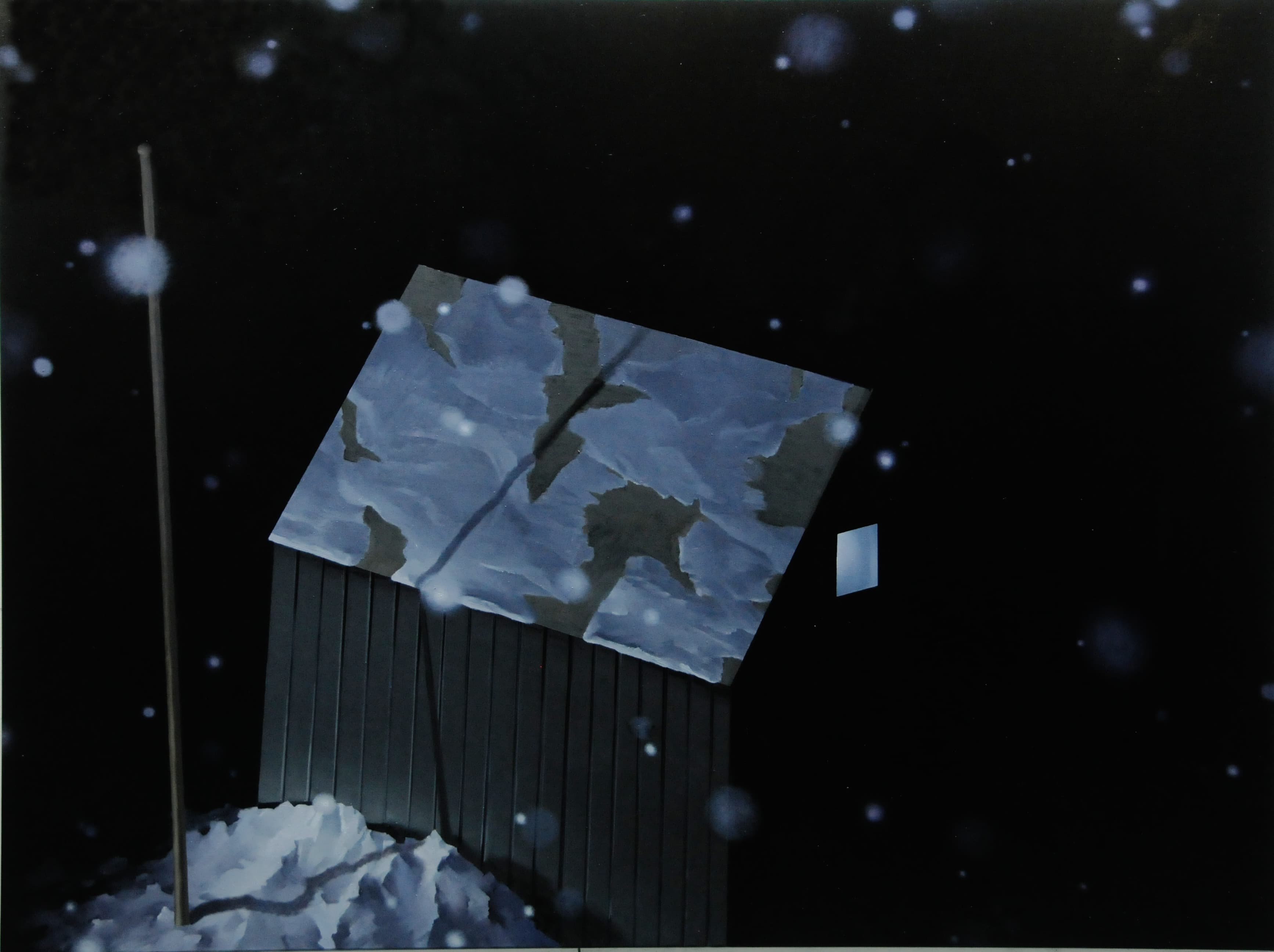 Haus mit Fahnenmast,150x200cm,Ol auf Leinwand,2010