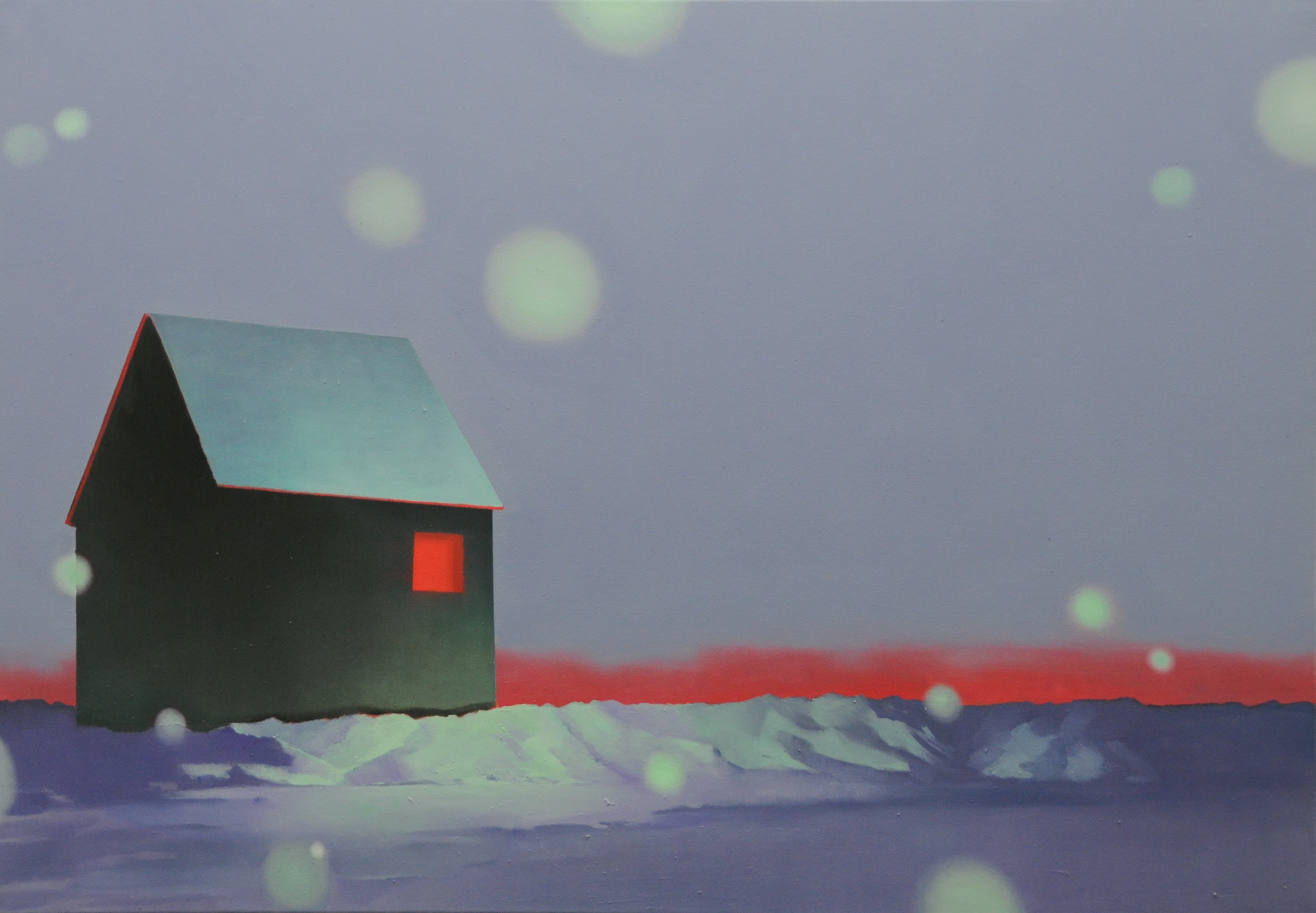 Haus mit rotem Fenster,70x100cm,Ol auf Leinwand,2011