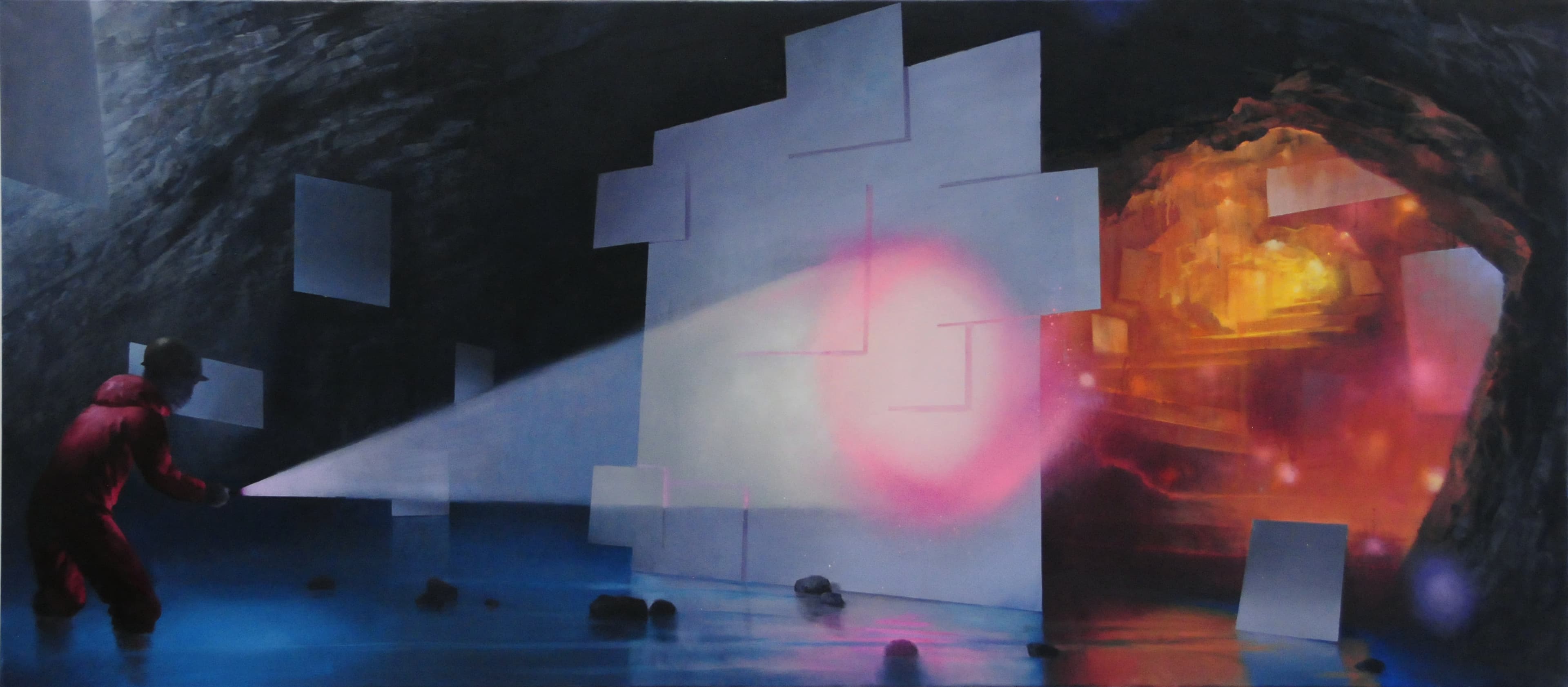 Hohlenforscher,90x200cm,Ol auf Lw,2024