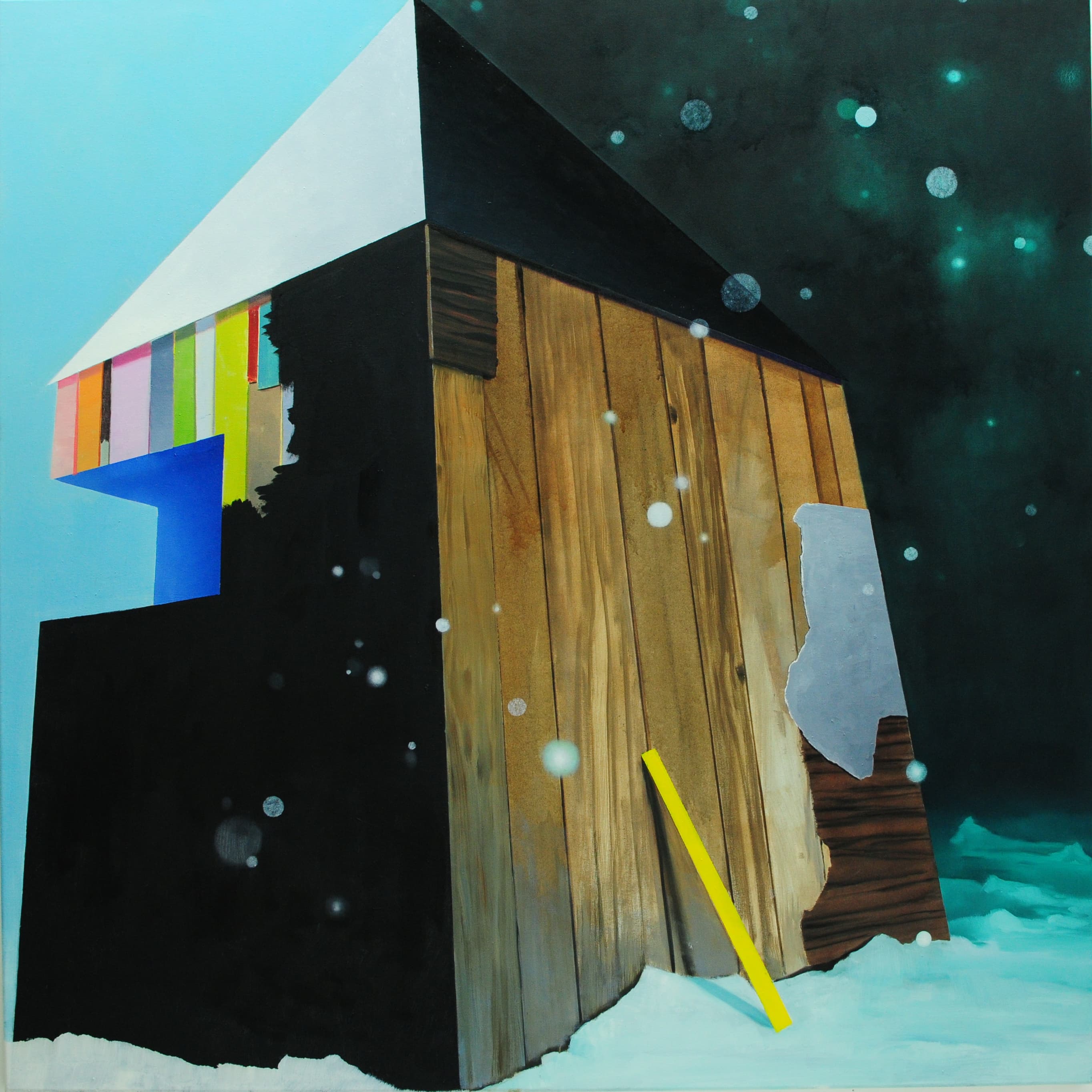 Holzhaus, 150x150cm, Ol auf Lw, 2016