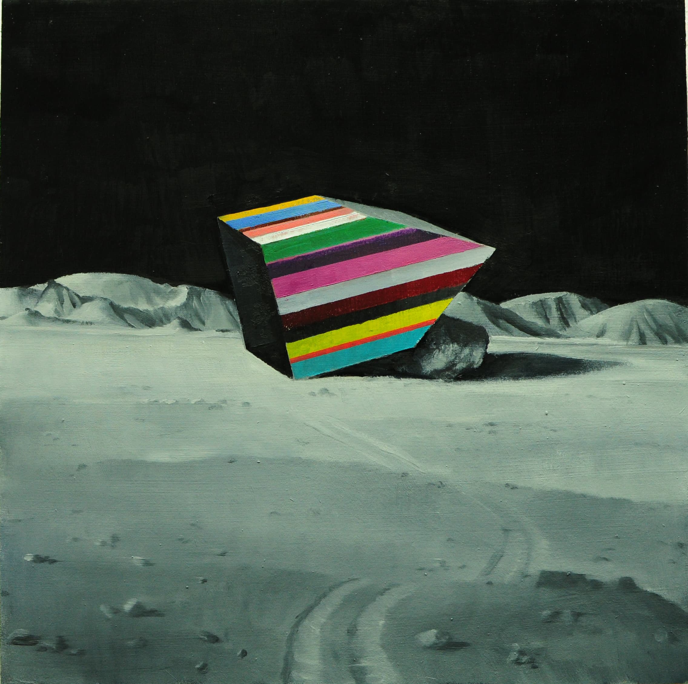 Mondhaus(Schieflage)_40x40cm_2019_Ol auf Holz