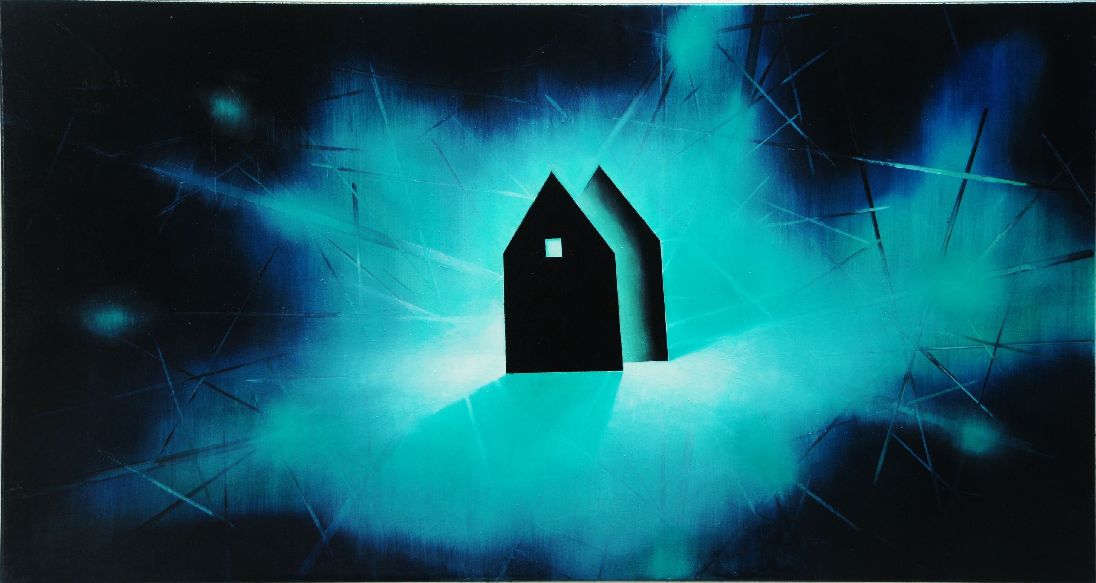 Nordlichthaus,80x150cm,Ol auf Lw,2014